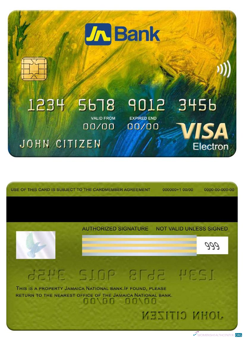 Download Jamaica National Bank visa electron card Photoshop template